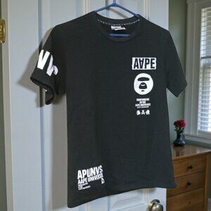 AAPE by A Bathing Ape Black Graphic T Shirt Streetwear Unisex Cotton Logo Tee